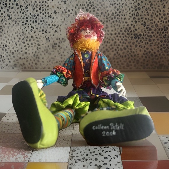 Doll One of A Kind Clown Doll Colleen Patell Hand Crafted Signed by Artist